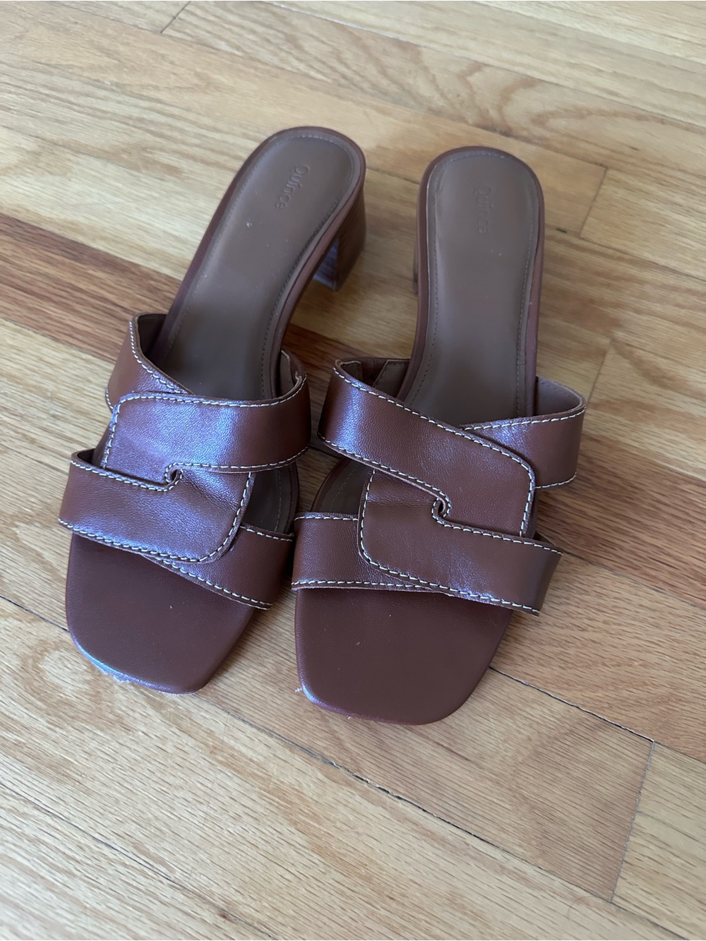 Quince Italian Leather Wood Block Heel Mule